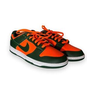 Nike Dunk Low Miami Hurricanes Size 11 Mens Green Orange DD1391-300 Sneakers⁠